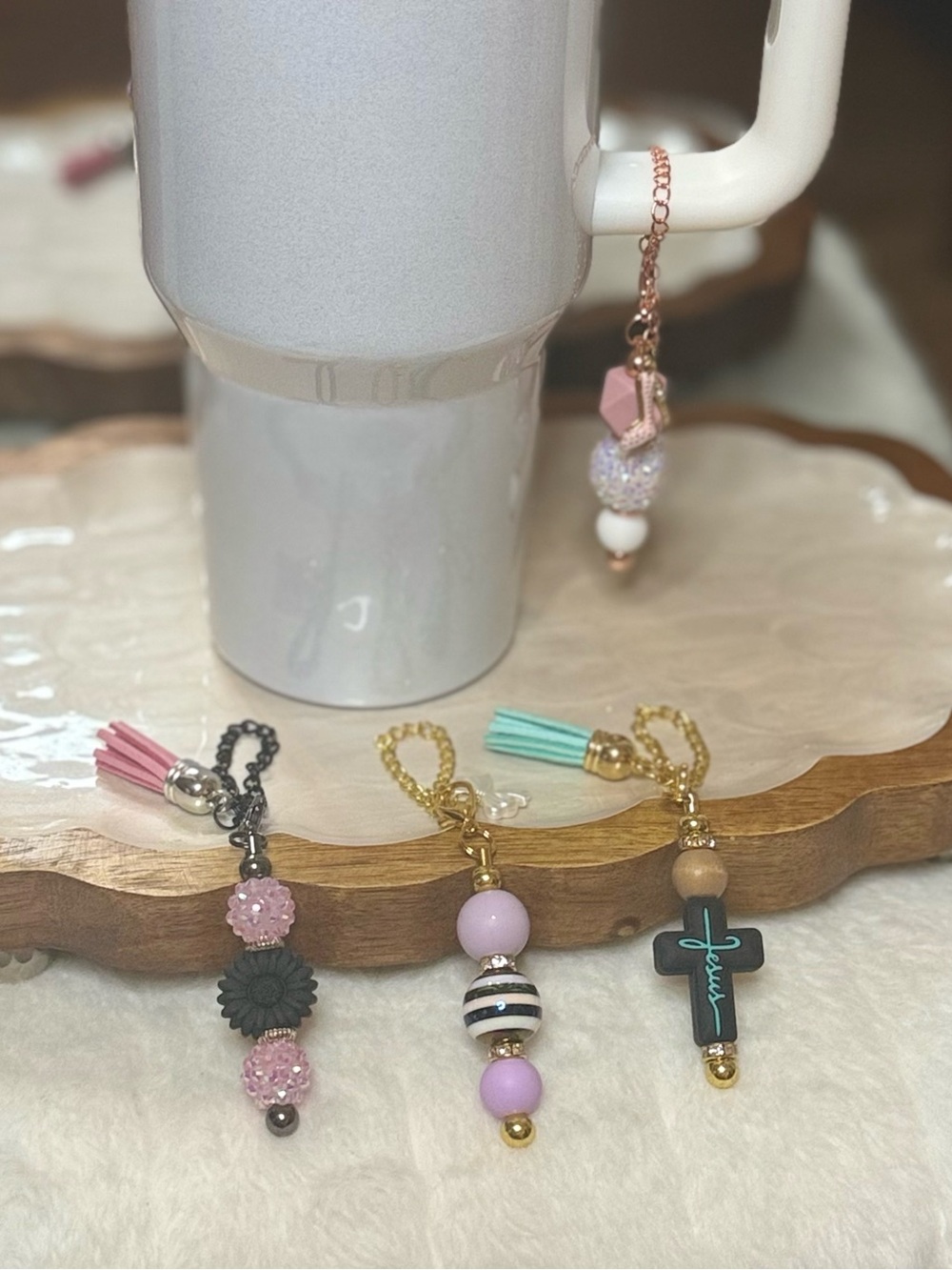 Beaded Keychain - Bag Accessories - Purse Charms - Tumbler Charms